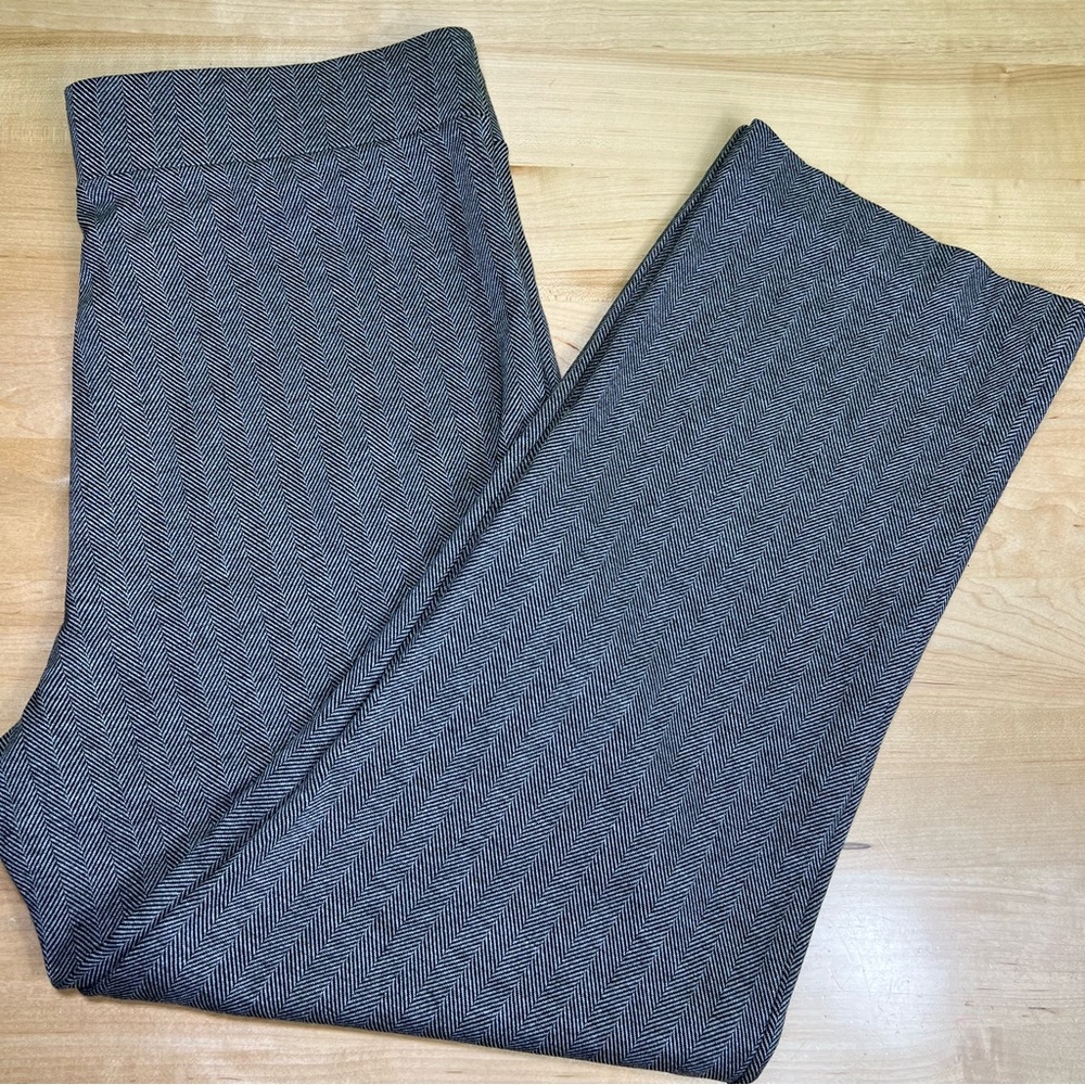 LOFT Charcoal Herringbone Straight Leg Pants